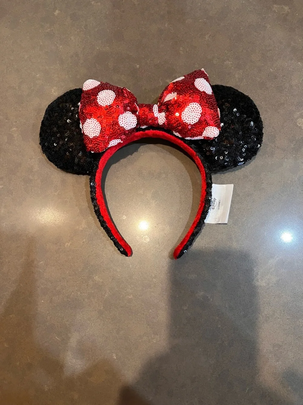 Classic Minnie Mouse Sequin Headband - Red Polka Dot Ears
